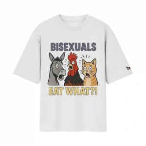 Bisexuals Eat What?! – Triple Wordplay – ASS PSY CCK | White Front Print T-Shirt | Oolta Seedha Bisexuals Eat What?! – Triple Wordplay – ASS PSY CCK | White Front Print T-Shirt | Oolta Seedha