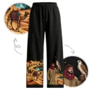 Desert Nomad – Camel Caravan & Arabian Falconer | Baggy Fit | Front Print 100% Cotton Black Pajama / Jogger | Oolta Seedha