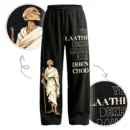 Ahimsa 2.0 – Ye Laathi Dekh Raha Hai BEHEN CH#D | Baggy Fit | Front Print 100% Cotton Black Pajama / Jogger | Oolta Seedha