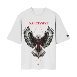 The Narcissist Geometric Eagle – Apex Ego Cyber-Sigilism | White Front Print T-Shirt | Oolta Seedha The Narcissist Geometric Eagle – Apex Ego Cyber-Sigilism | White Front Print T-Shirt | Oolta Seedha