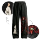 Samurai Jack vs Aku  Retro Cartoon Showdown | Baggy Fit | Front Print 100% Cotton Black Pajama / Jogger | Oolta Seedha
