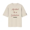 Alcohol Is A Solution – Chemistry Funny Science Pun | Off/White Front Print T-Shirt | Oolta Seedha