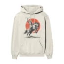 Outlaw Rodeo Red Sun Western Cowboy – Lone Rider | Off/White Front Print Hoodie | Oolta Seedha