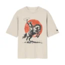 Outlaw Rodeo Red Sun Western Cowboy – Lone Rider | Off/White Front Print T-Shirt | Oolta Seedha