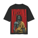 Karma Chakra Krishna – Gita Shloka – The Eternal Charioteer | Black Front and Back Print T-Shirt | Oolta Seedha