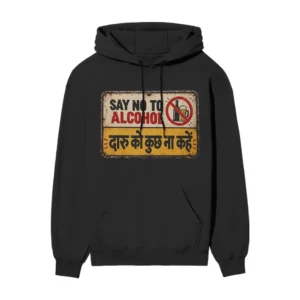 Daaru Ko Kuch Na Kahein – Say No To Alcohol – Tin Sign Funny | Black Front Print Hoodie | Oolta Seedha
