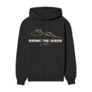 Riding The Queen Of Hills – Mussoorie India Curvy Wanderlust | Black Front Print Hoodie | Oolta Seedha