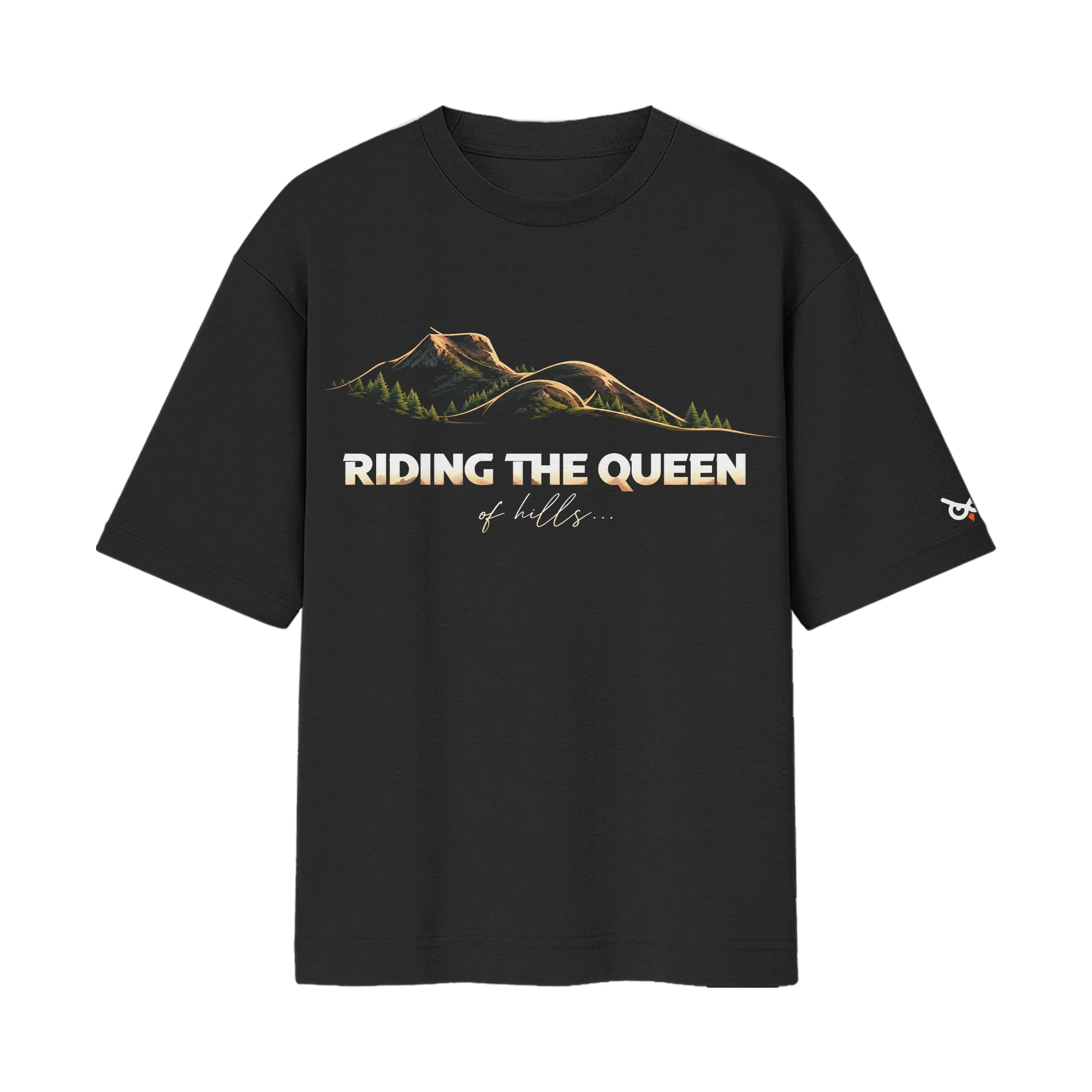 Riding The Queen Of Hills – Mussoorie India Curvy Wanderlust | Black Front Print T-Shirt | Oolta Seedha Riding The Queen Of Hills – Mussoorie India Curvy Wanderlust | Black Front Print T-Shirt | Oolta Seedha